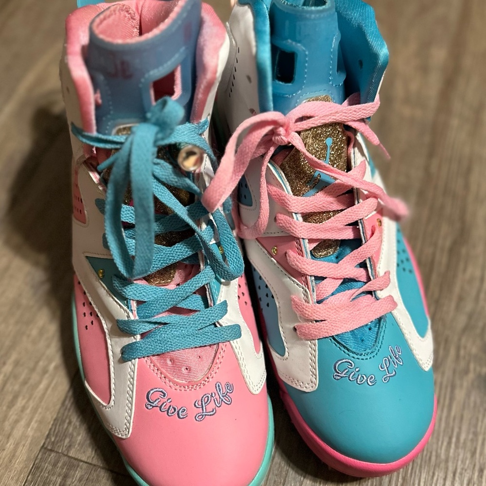 Jordan Pink and Blue Women's Sneakers- 2025 Doernbecher. New without tags or box